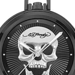 Ed Hardy Watch with Black Faux Leather Strap & Pocket Watch Set